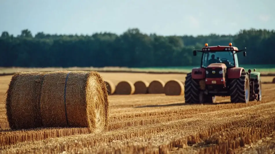 Tractor and Hay in field